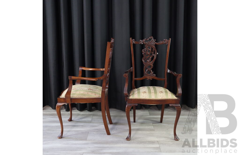 Set of Four Carved Edwardian Mahogany Dining Chairs