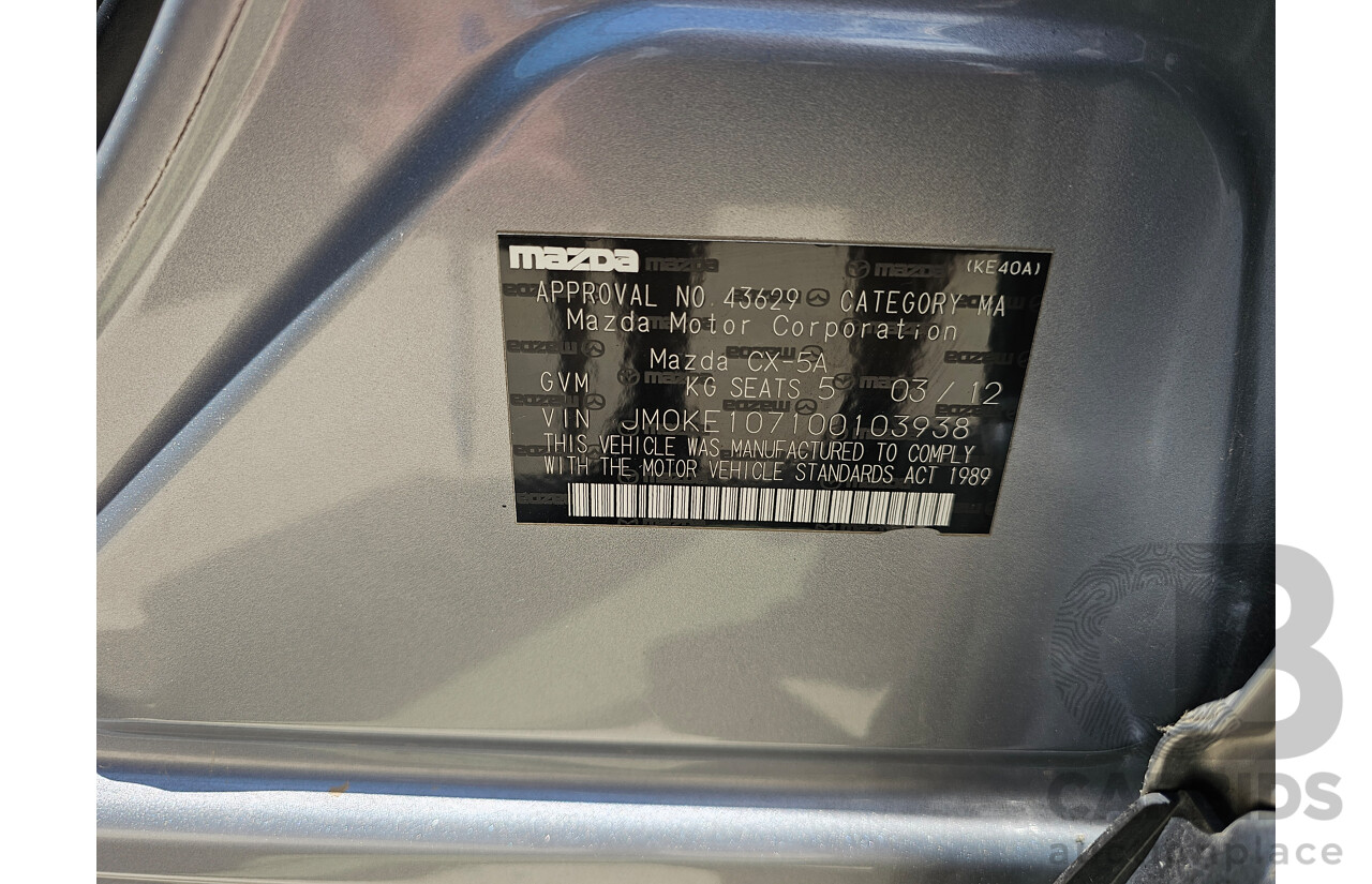 3/2012 Mazda Cx-5 MAXX (4x2)  4d Wagon Silver 2.0L