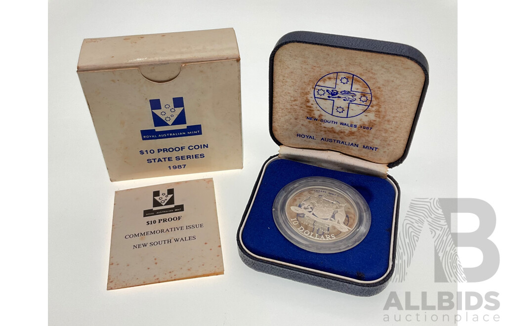 Australian RAM 1987 Silver Proof Ten Dollar Coin, State Series, New South Wales .925