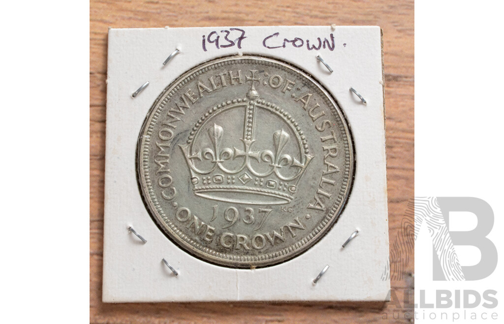 Australian 1937 KGVI Silver Crown Coin .925
