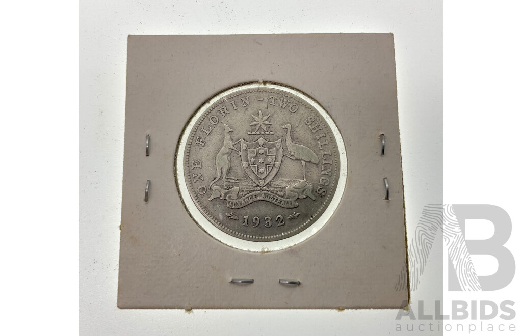 Australian 1932 KGV Silver Florin .925