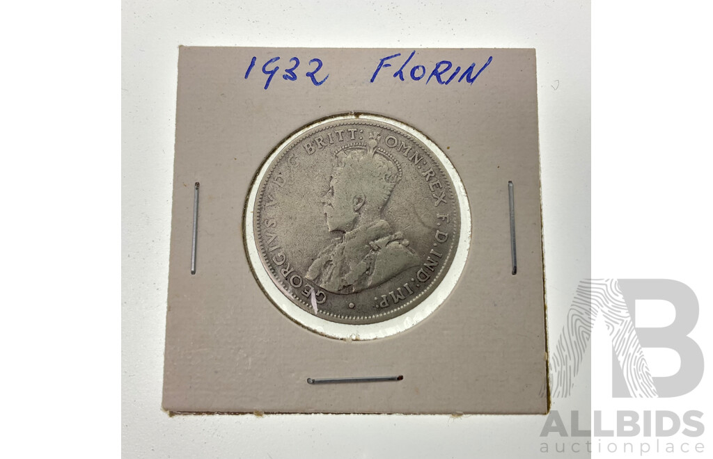 Australian 1932 KGV Silver Florin .925