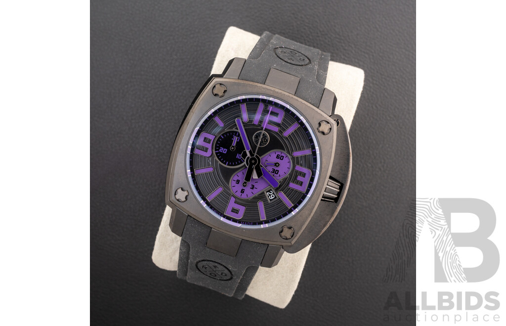 Sam & Rod Time Collection Iconic46-No.01534 Purple & Black Watch, 44mm