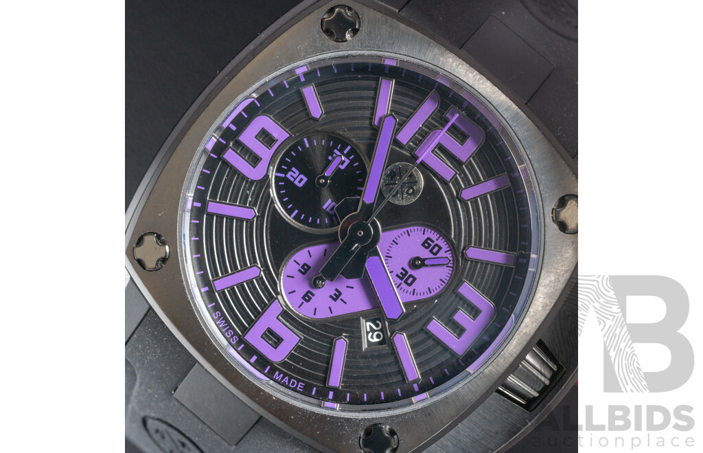 Sam & Rod Time Collection Iconic46-No.01534 Purple & Black Watch, 44mm