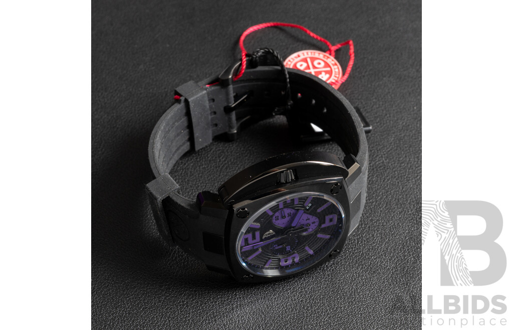 Sam & Rod Time Collection Iconic46-No.01534 Purple & Black Watch, 44mm