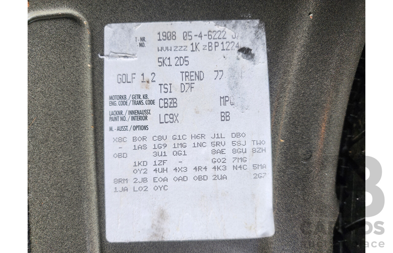 4/2011 Volkswagen Golf 77 TSI 1K MY11 5d Hatchback Black 1.2L