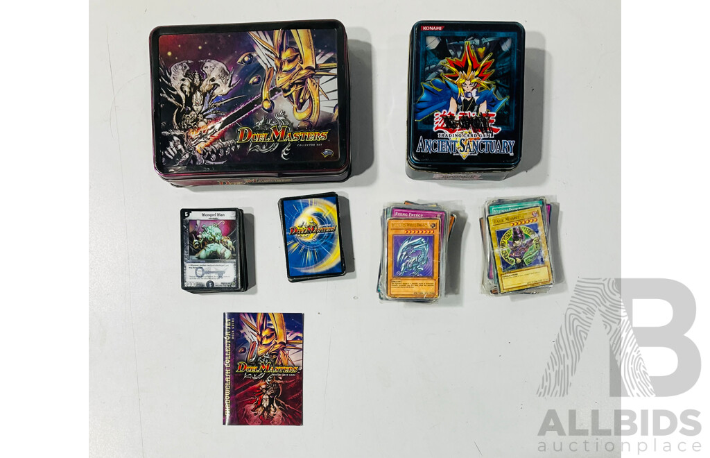 Collection of Yu-Gi-Oh and Duel Master’s Cards Including Heavily Played Blue-eyes White Dragon and Foil Dark Magician