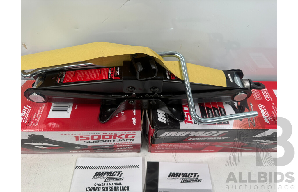 2x Impact Automotive Equipment 1500Kg Scissor Jack