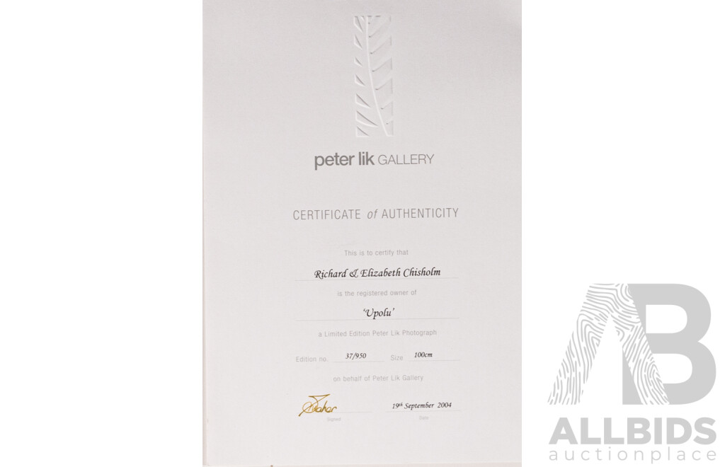 Peter Lik, (20th Century, Australian, 1959-), Upolu, Colour Photograph, Signed and Editioned Lower Right, 35 x 103 cm (image)