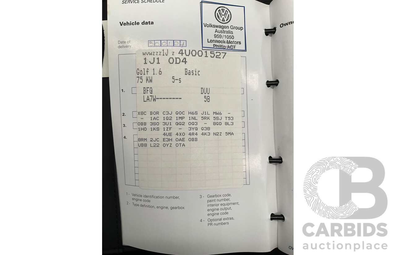 11/2003 Volkswagen Golf 1.6 S  5d Hatchback Reflex Silver 1.6L