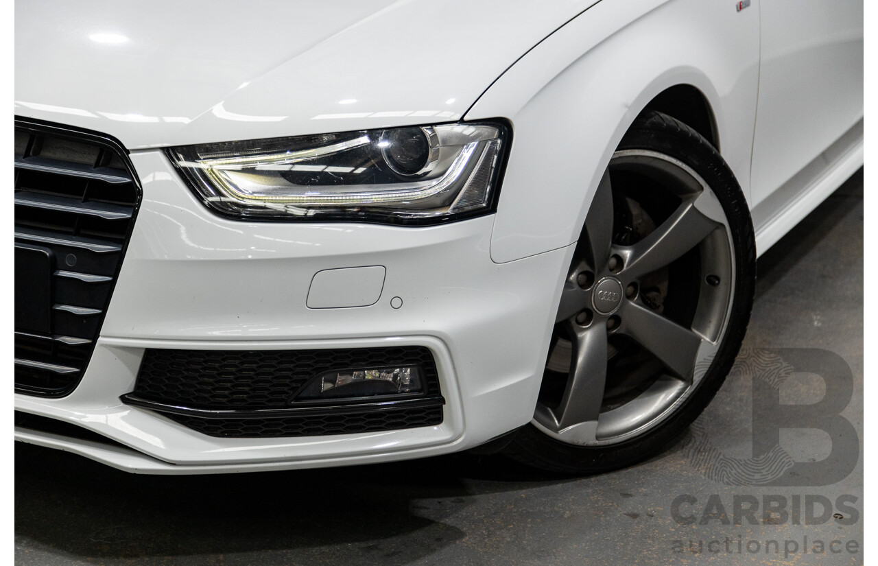 6/2014 Audi A4 2.0 TFSI S-Line Quattro (AWD) B8 (8K) MY14 4d Sedan Glacier White Turbo 2.0L