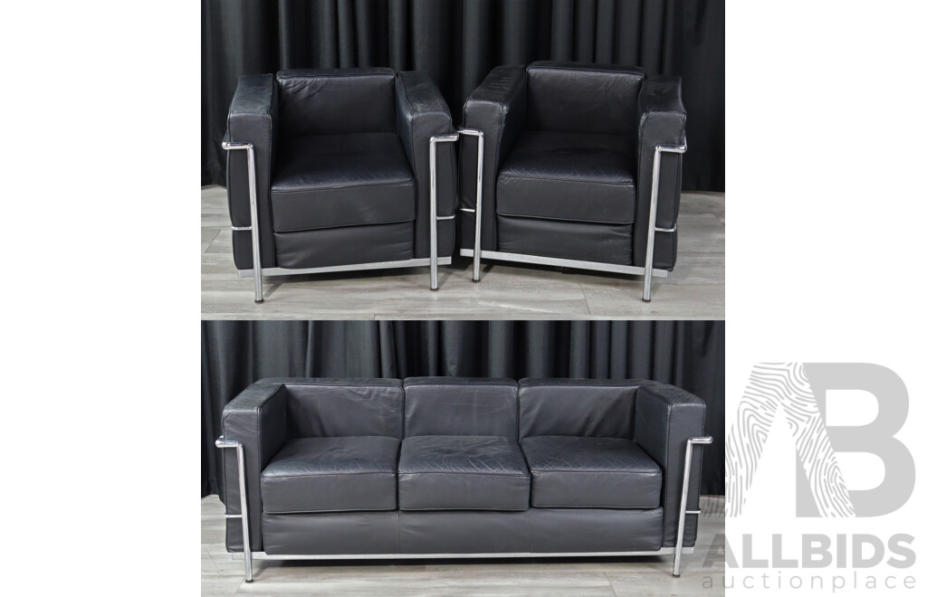 Replica Cassina 'LC3' Three Piece Lounge Suite