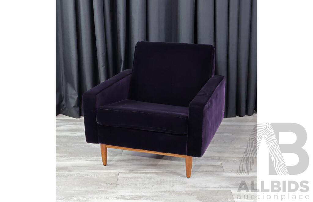 Purple Velvet Lowline Parker Armchair