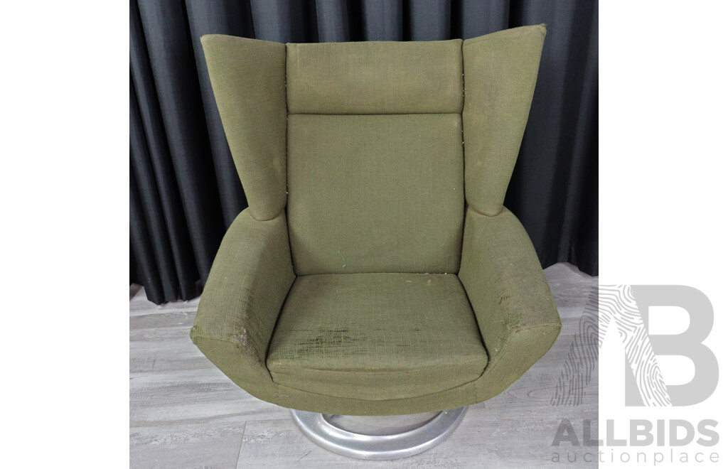 Danish Wingback Style Swivel Chair
