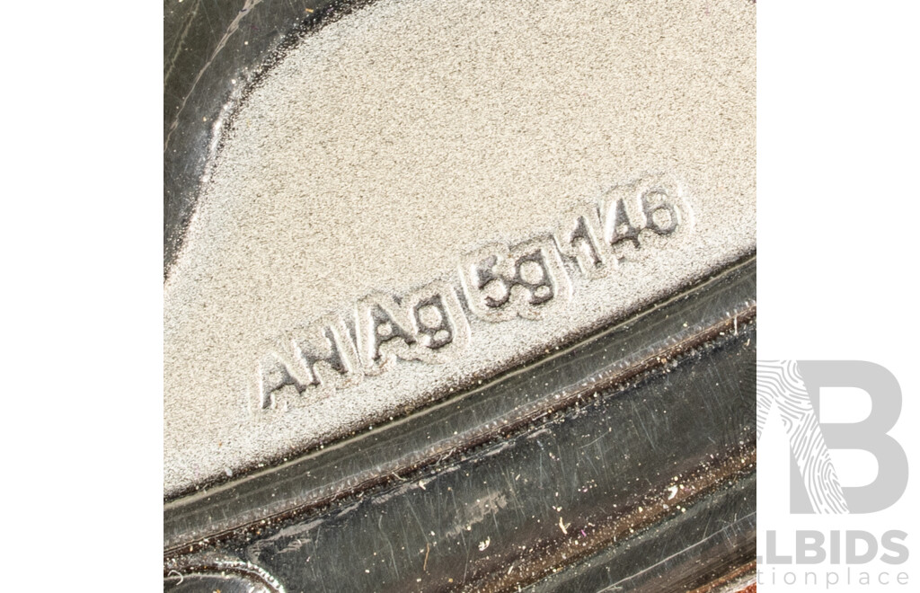 Pair Sterling Silver Plaques on Wooden Backing, Tested .950 Silver