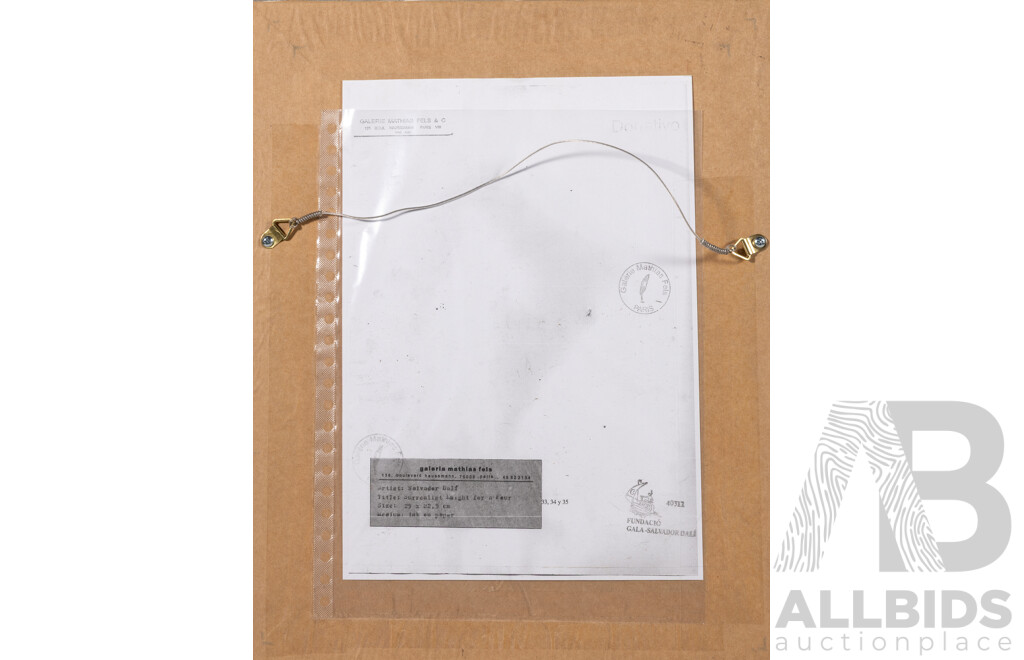 After Salvador Dali, (20th Century, Spanish,1904-1989), Surrealist Knight for a Four (c1934), Ink on Paper, 40 x 32 cm (frame)