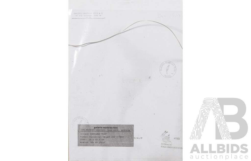 After Salvador Dali, (20th Century, Spanish,1904-1989), Surrealist Knight for a Four (c1934), Ink on Paper, 40 x 32 cm (frame)