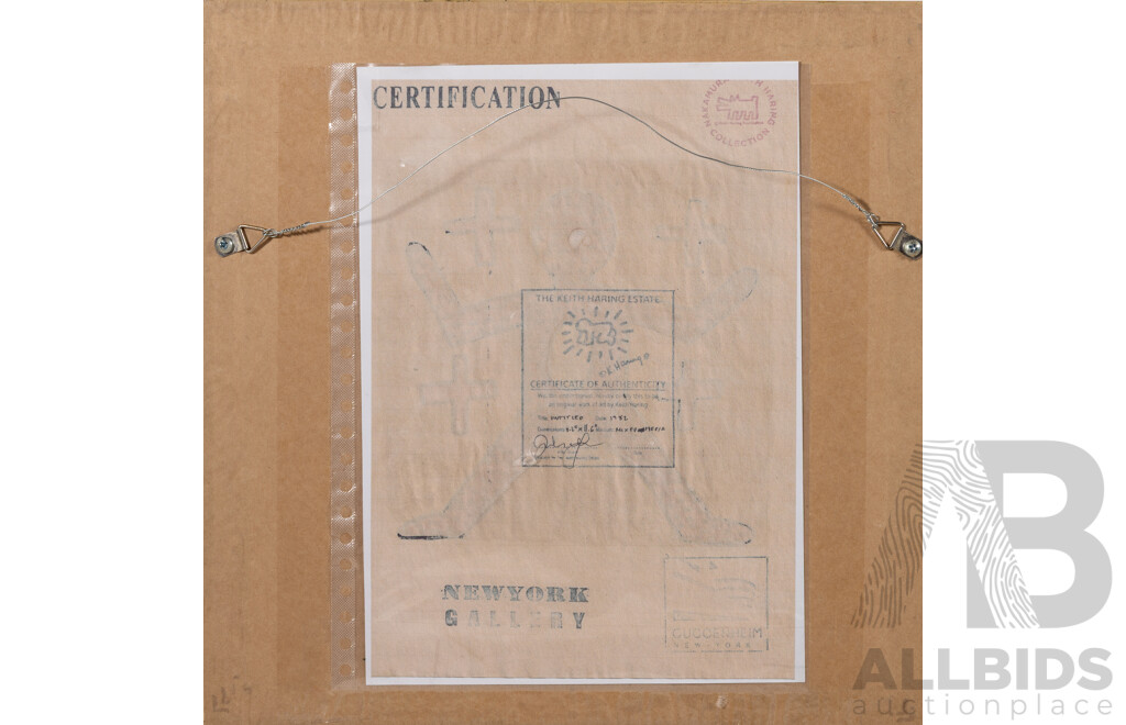 After Keith Haring, (20th Century, American, 1958-1990), Untitled (1982), Coloured Pigment on Paper, 35.5 x 35.5 cm (frame)