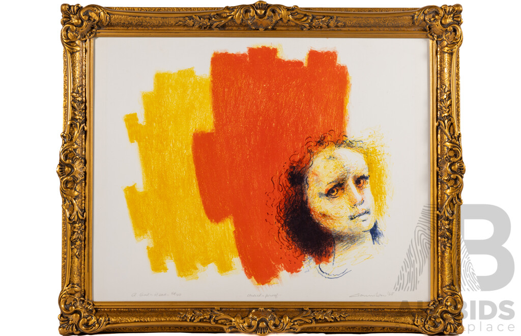 Noel Counihan, (20th Century, Australian, 1913-1986), Â Girl's Head (1968), Lithograph, 57 x 70 cm (frame)