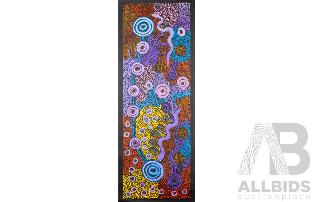 Rhoda Tjitayi, (20th Century,  Indigenous-Australian, 1969-), Piltati Tjukurpa, Original Acrylic on Canvas, 127 x 50 cm (edge to Edge)