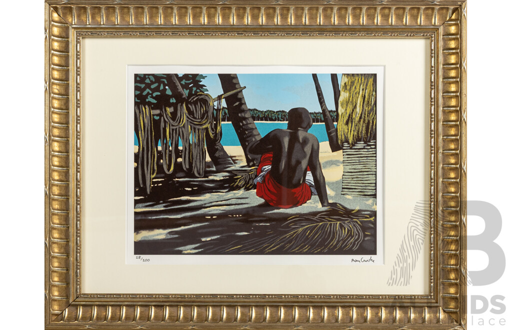Ray Crooke, (20th Century, Australian, 1922-2015), Fijian Fisherman, Editioned & Signed Collagraph Print, 47 x 60 cm (frame)