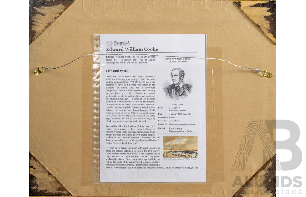 Edward William Cooke, (19th Century, British, 1811-1880), Fishermen at Work (1868), Original Watercolour, 50 x 50 cm (frame)