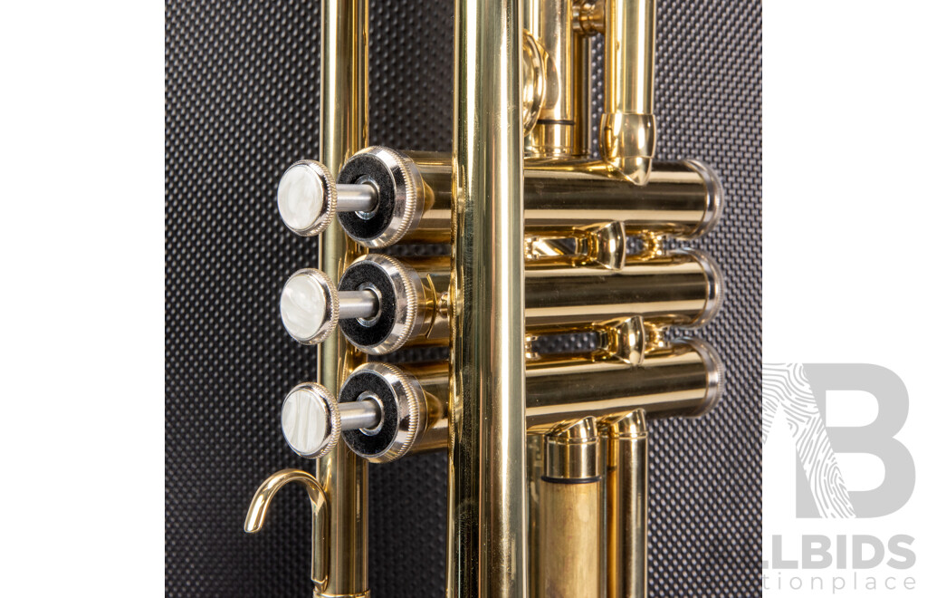 Brass Huxley Trumpet with Hard Case, Mouthpiece & Cloth