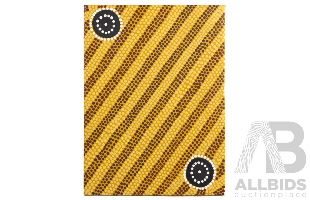 Willie Sandy, (20th Century, Indigenous-Australian, 1944-), Country, Wonderful Original Oil on Canvas Cloth, 51 x 38 cm