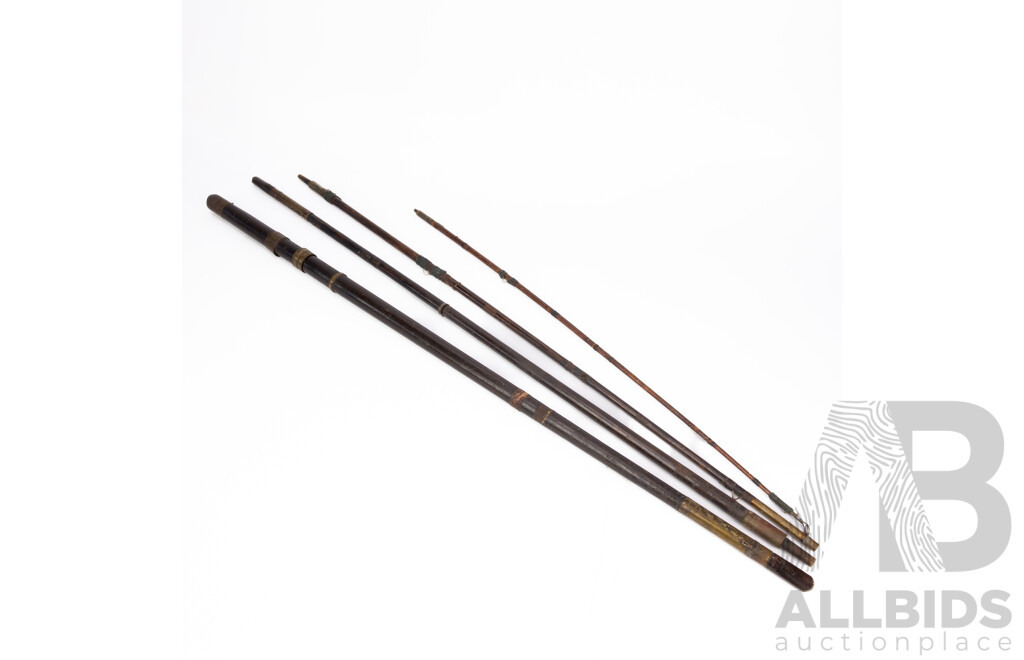 Antique Cane & Mahogany Fishing Rod (Four Sections)