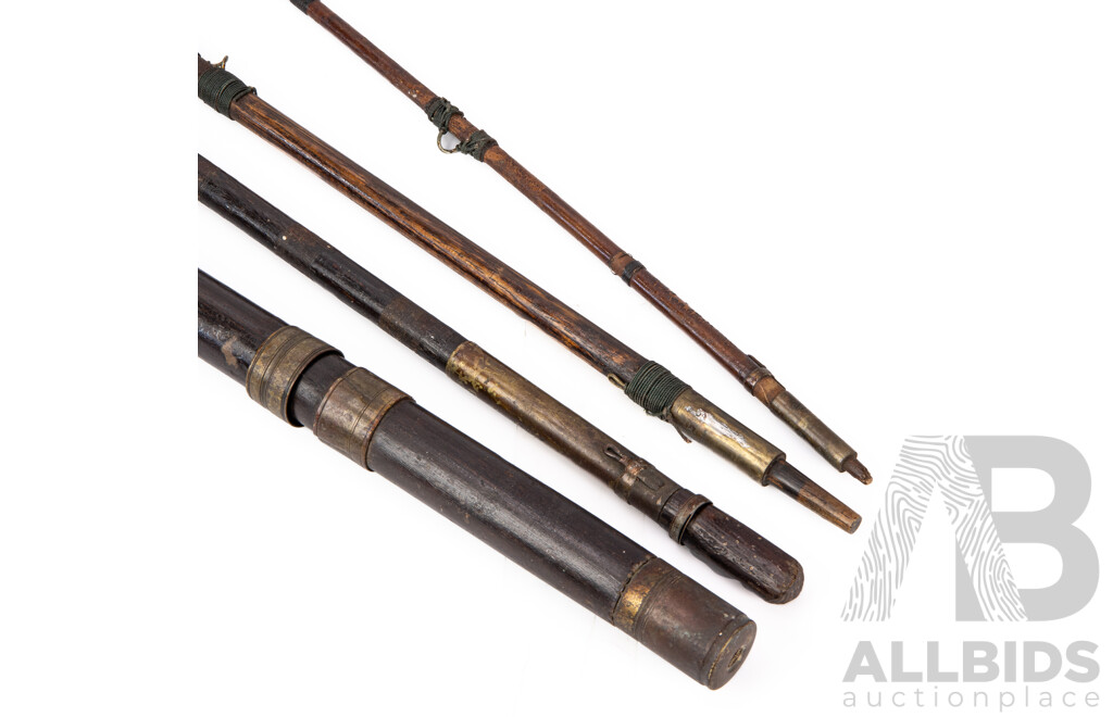 Antique Cane & Mahogany Fishing Rod (Four Sections)