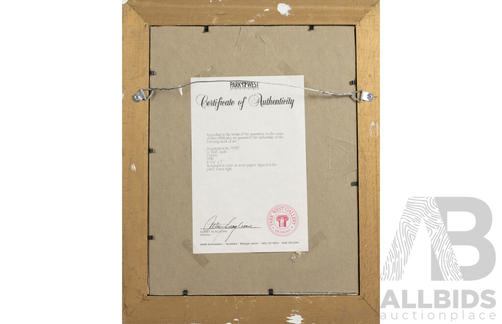 Linda Le Kniff (20th Century, French, 1947-), Debbie (1998), Original Serigraph in Colours on Wove Paper with COA, 40 x 33 cm (frame)