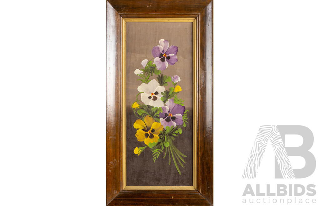Lovely Pair of Antique Edwardian Still Life Flower Studies, Original Oil on Canvases, 74 X 39 Cm (frames) (2)