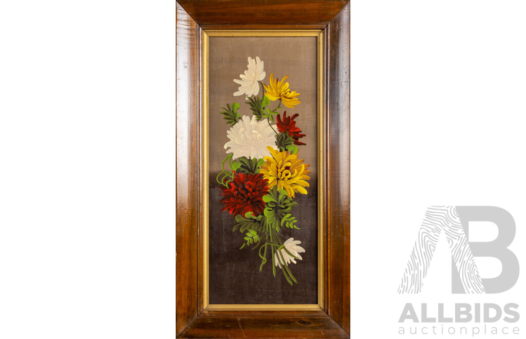 Lovely Pair of Antique Edwardian Still Life Flower Studies, Original Oil on Canvases, 74 X 39 Cm (frames) (2)