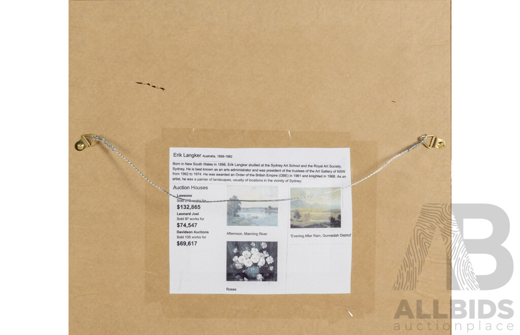 Sir Eric Langker (20th Century, Australian, 1898-1982), Still Waters, Wonderful Original Vintage Oil on Board, 36 x 40 cm (frame)