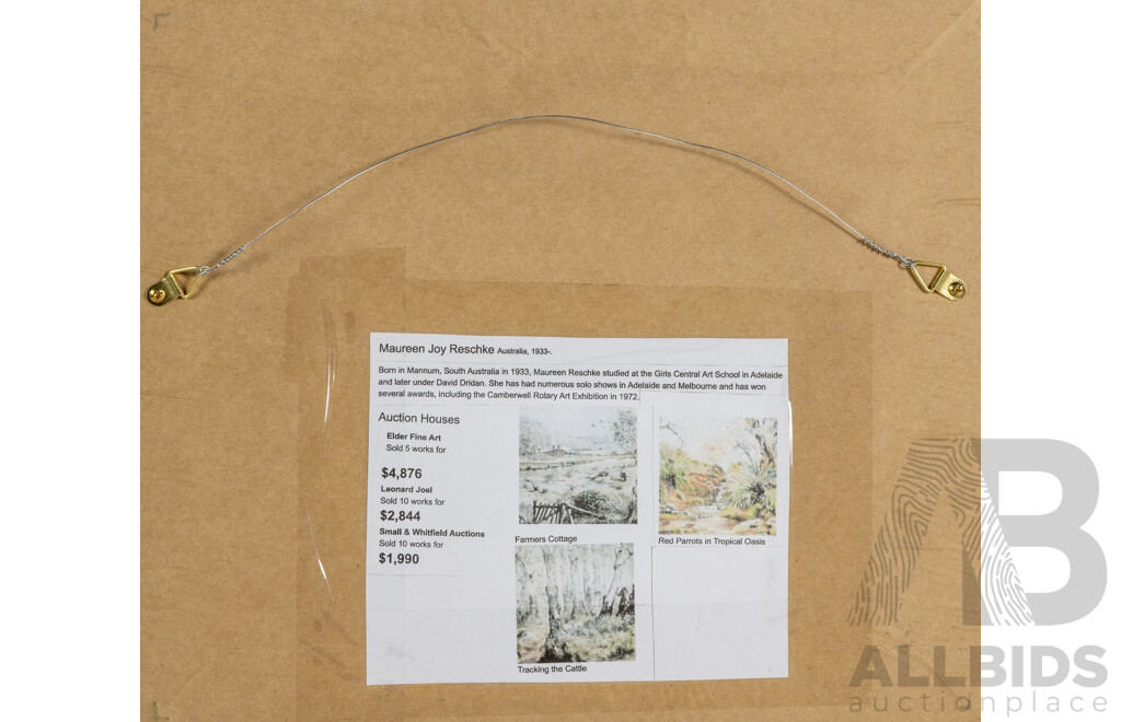 Maureen Joy Reschke (20th Century, Australian, 1933-), Round Up, Wonderful Original Vintage Oil on Board, 33 x cm (frame)