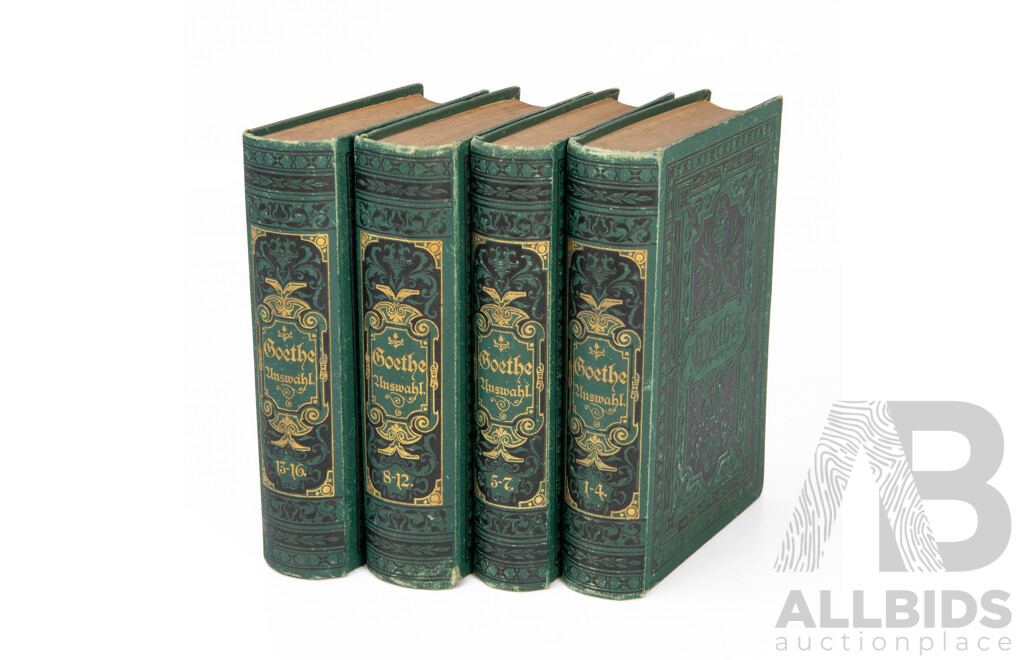 Johan Wolfgang Von Goethe, (1749-1832, German), Goethe's Works - Set of Four Antique Hard Cover Books in Original German Language, Published by Reclam c1870 (4)