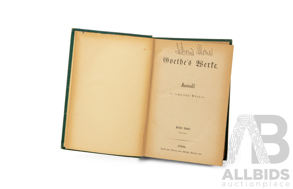 Johan Wolfgang Von Goethe, (1749-1832, German), Goethe's Works - Set of Four Antique Hard Cover Books in Original German Language, Published by Reclam c1870 (4)