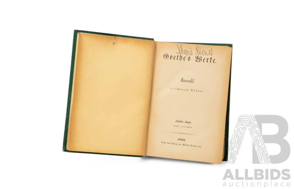 Johan Wolfgang Von Goethe, (1749-1832, German), Goethe's Works - Set of Four Antique Hard Cover Books in Original German Language, Published by Reclam c1870 (4)