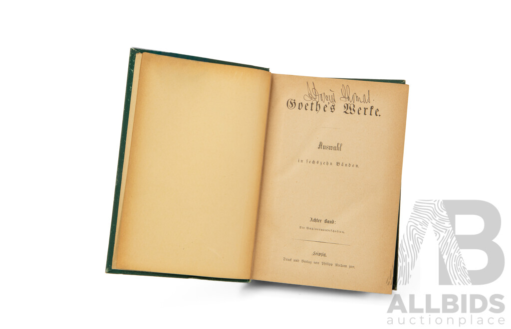 Johan Wolfgang Von Goethe, (1749-1832, German), Goethe's Works - Set of Four Antique Hard Cover Books in Original German Language, Published by Reclam c1870 (4)