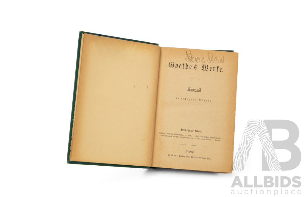 Johan Wolfgang Von Goethe, (1749-1832, German), Goethe's Works - Set of Four Antique Hard Cover Books in Original German Language, Published by Reclam c1870 (4)
