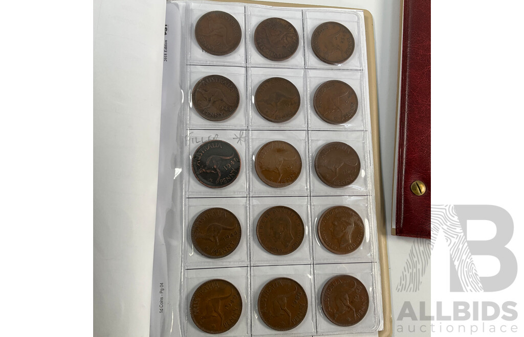 Australian Penny and Half Penny Albums, Pennies Spanning 1912 to 1964 Including 1916I, 1917I, 1918I and Half Pennies Spanning 1913 to 1964
