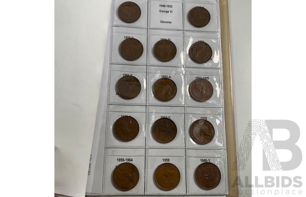 Australian Penny and Half Penny Albums, Pennies Spanning 1912 to 1964 Including 1916I, 1917I, 1918I and Half Pennies Spanning 1913 to 1964
