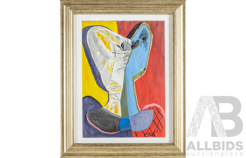 After Salvador Dali, (20th Century, Spanish, 1904-1989), Arlequine, Oil on Paper, 39H x 32W cm (frame)