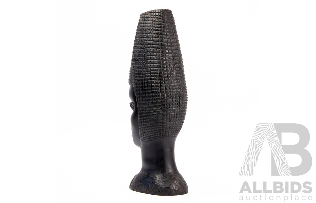 Vintage Carved Ebony Aftrican Head, 33 cm (height)