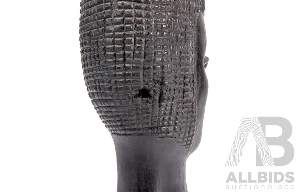 Vintage Carved Ebony Aftrican Head, 33 cm (height)