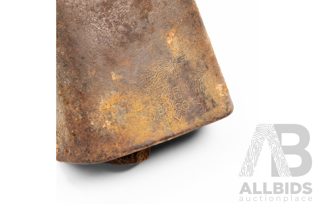 Antique Size 4 Russell & Erwin Cow Bell with Leather Strap, 45 cm (length in entirety)