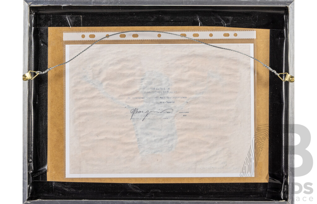 (After) Jean-Michel Basquiat, (20th Century, American, 1960-1988), (Untitled) Angel, Coloured Paint on Paper, 33H x 42W cm (frame)