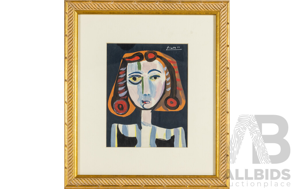 (After) Pablo Picasso (19/20th Centuries, Spanish-Born French, 1881-1973), Portrait De Francoise, Mixed Media on Paper After Original, 45H x 40W cm (frame)
