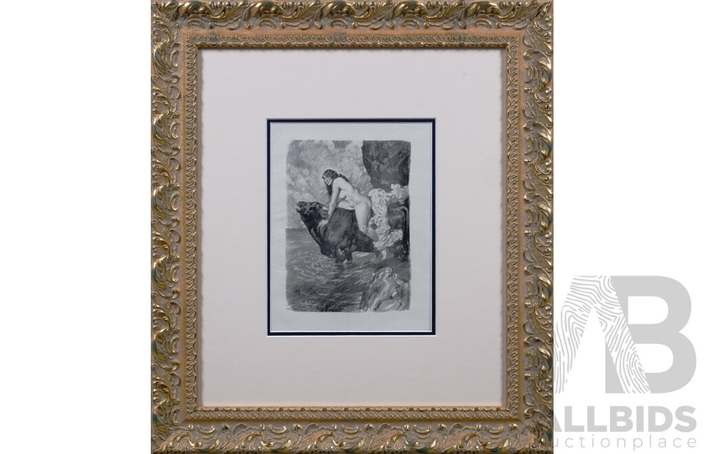 Norman Lindsay (20th Century, Australian, 1879-1969), the Deathless Gods, Collotype on Barcham's Green Handmade Paper with Original Scalloped Right Hand Edge, Limited Ed., 53 x 47 cm (frame)