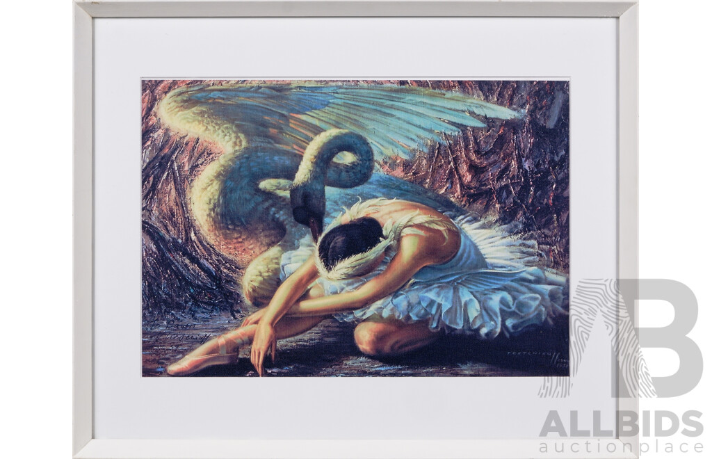 Vladimir Tretchikoff, (20th Century, Russian, 1913-2006), The Dying Swan II, Reproduction Print of Original Oil, 43 x 53 cm (frame)